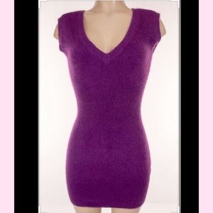 A|X Armani Exchange Purple Angora Bodycon Dress